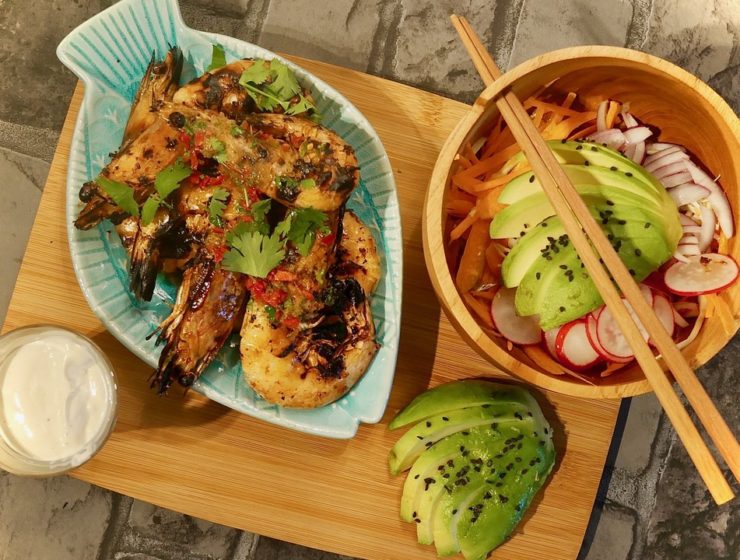 Marinerade och grillade kungsräkor recept Arnes mat